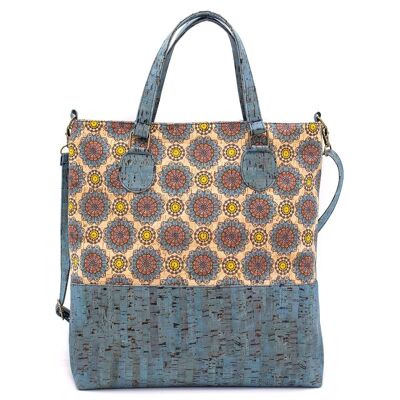 Handbag in natural cork with both shoulder strap and handle, choose between 5 beautiful prints - BAGP-010-B