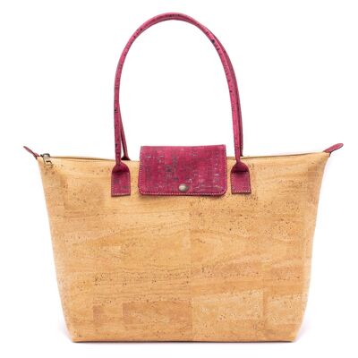 Shopper bag in natural cork with colored handle - BAGP-023-E