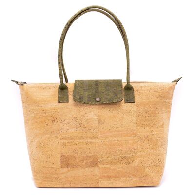 Shopper bag in natural cork with colored handle - Bagp-023-C