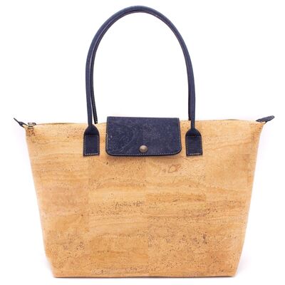 Shopper bag in natural cork with colored handle - Bagp-023-B