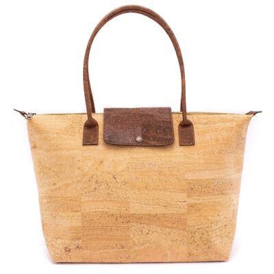 Shopper bag in natural cork with colored handle - Bagp-023-A