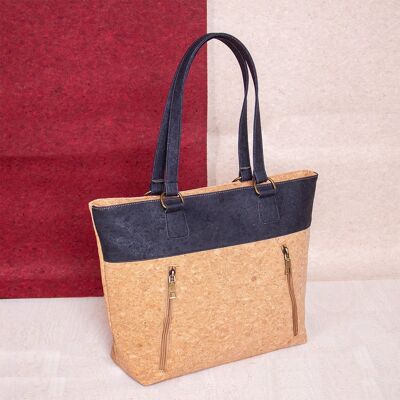 Cork bag with colored handle and matching stripe - BAGP-025-C