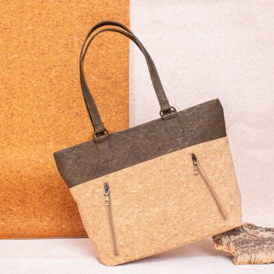 Cork bag with colored handle and matching stripe