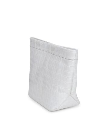 Mini sac en papier blanc en cuir bovin gravé noix de coco Leandra 2