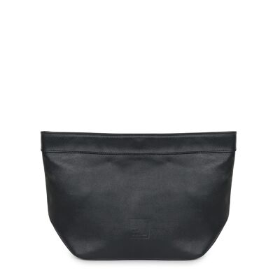 Bolso clutch tipo mini paper bag negro Leandra