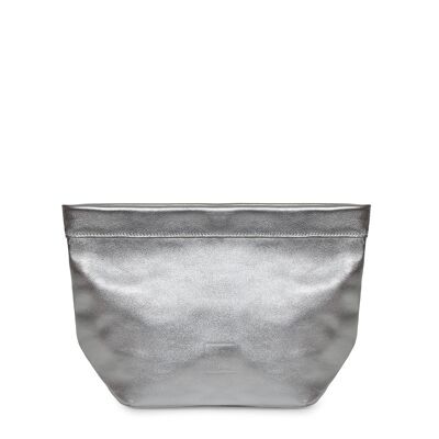 Leandra silver leather mini paper bag