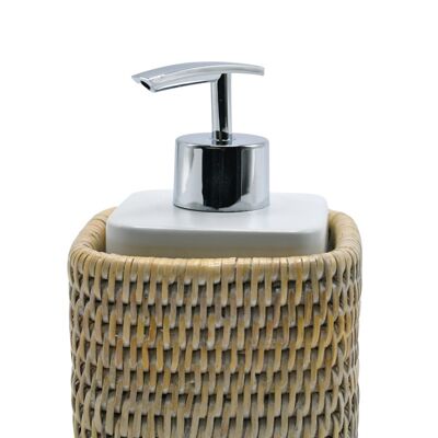 Wenka white waxed soap pump and rattan support