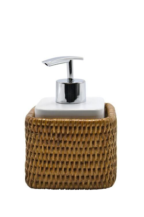 Pompe à savon carrée Wenka en rotin miel