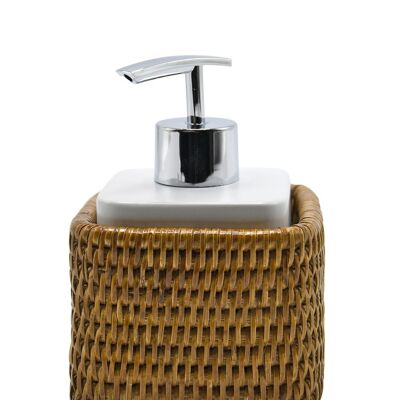Wenka square soap pump in honey rattan