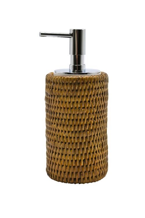 Push pompe à savon cylindrique en rotin miel