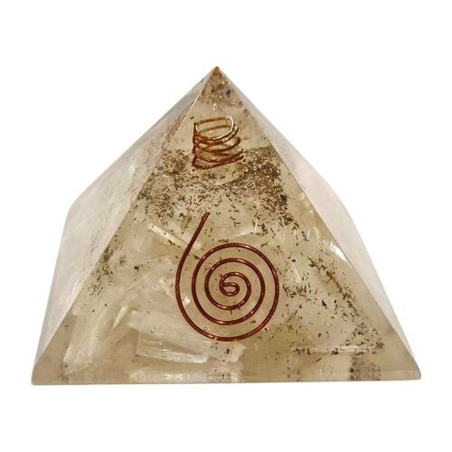 Orgone Reiki Healing Pyramid, Selenite, 7.5cm