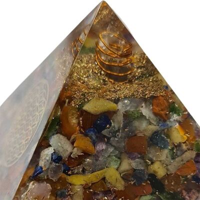 Pirámide de la flor de la vida de orgón, 7 chakras, 7,5 cm