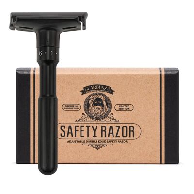 Verstelbare double-edge safety razor (veiligheidsscheermes) – mat zwart