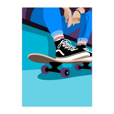 Zapatilla y patineta con imagen A4 para niños y adolescentes