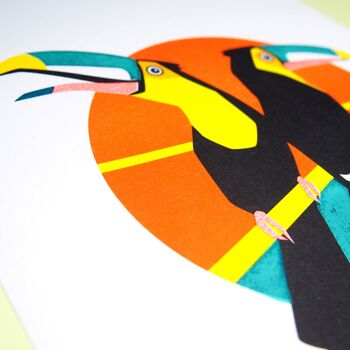 Risographe A4 / toucans linogravure 2