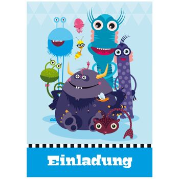 Cartes d'invitation anniversaire pour enfants (allemand) Monstercrew 2