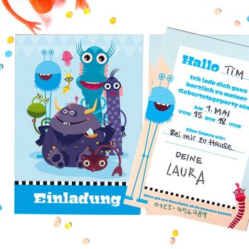 Cartes d'invitation anniversaire pour enfants (allemand) Monstercrew 4