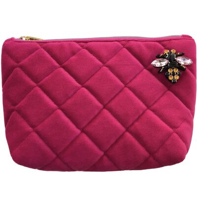 Velvet make up bag - Nolita in bright pink