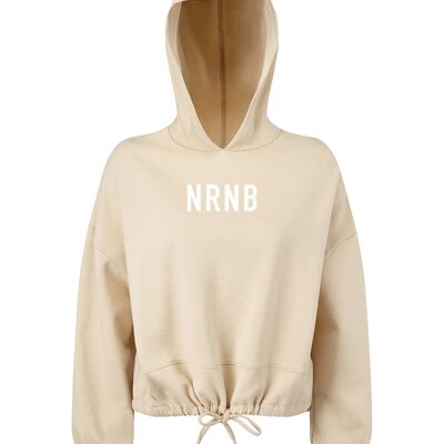 STATEMENT CROPPED OVERSIZE HOODIE    Nude | White