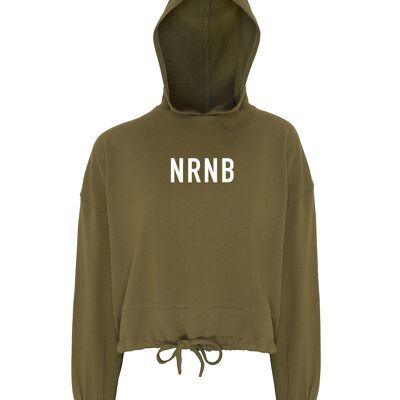 STATEMENT CROPPED OVERSIZE HOODIE    Olive | White