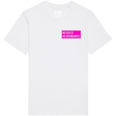 MANLY TEE    White | Fluro Pink