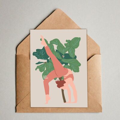 Postal / Impresión A6 - Yoga de árbol de hoja de violín