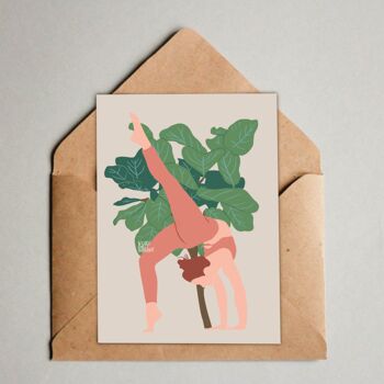 Carte postale / impression A6 - Yoga de feuille d'arbre de violon 1