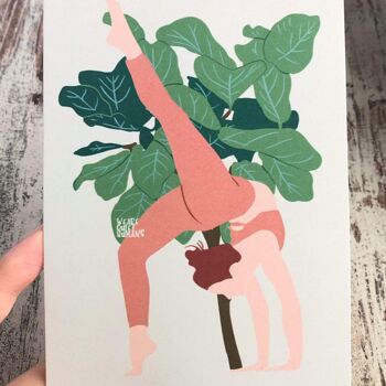 Carte postale / impression A6 - Yoga de feuille d'arbre de violon 2