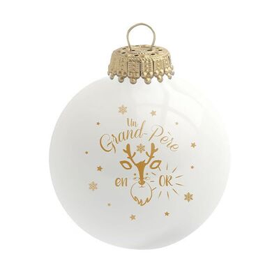 Grandfather Christmas ball in gold - glass