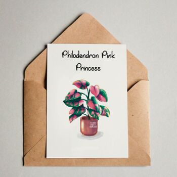 Carte postale / Impression A6 - Princesse Rose Philodendron 1