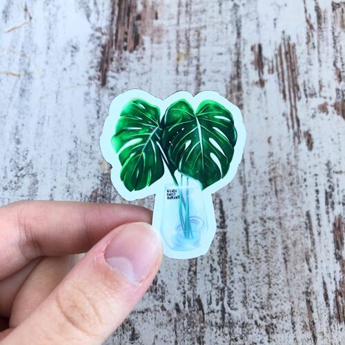 Magnet - Monstera deliciosa im Glas - Klein