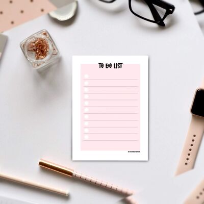 Lista de tareas en colores pastel - A6 50 hojas - Lista de tareas en rosa pastel