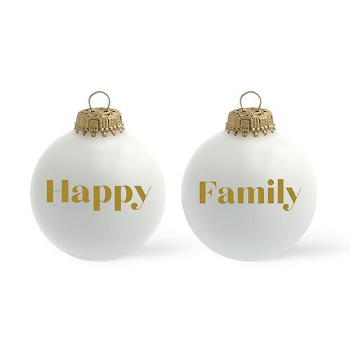 Boule de Noël Happy Family coloris blanc mat