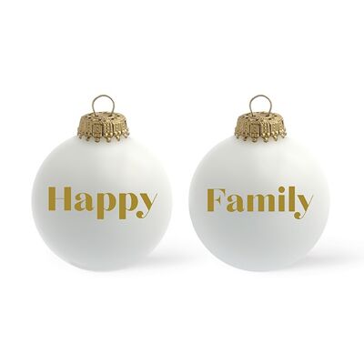 Happy Family Christmas bauble matt white color