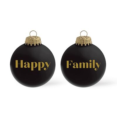 Happy Family Christmas bauble mat black color