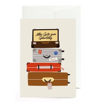 Carte de voeux d'anniversaire - pile de valises 1