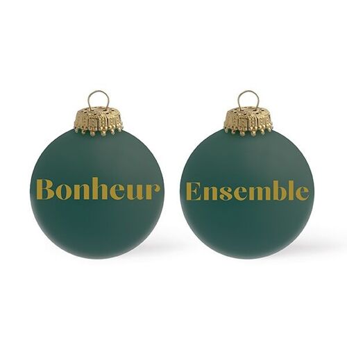 Boule de Noël Bonheur Ensemble coloris vert noël