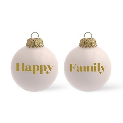 Boule de Noël Happy Family coloris rose poudré