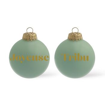 Boule de Noël Joyeuse Tribu coloris tilleul 1