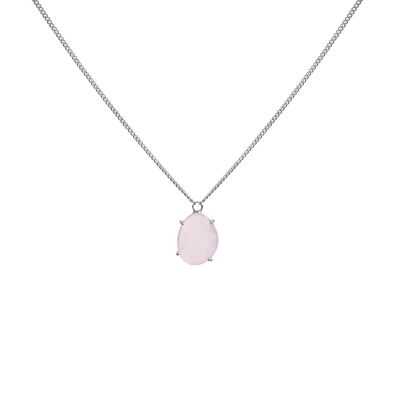 Collana in argento con pietra rosa