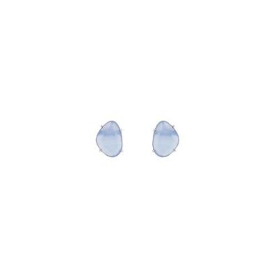 Classic silver stud earrings with blue stone