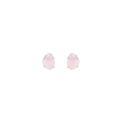 Classic silver stud earrings with pink stone