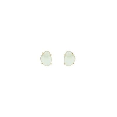 Classic gold stud earrings with green stone