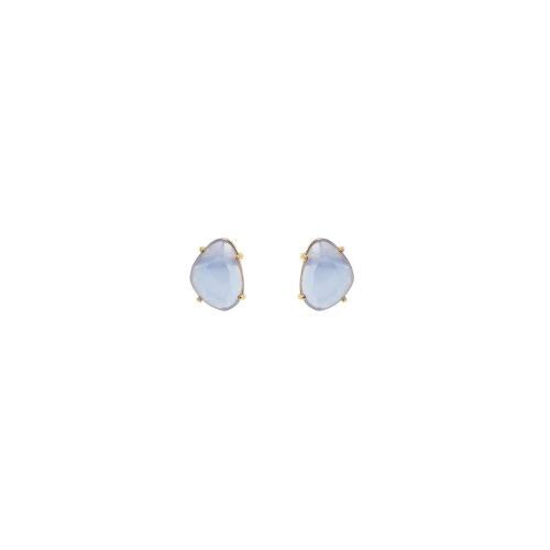 Classic gold stud earrings with blue stone
