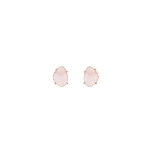 Classic gold stud earrings with pink stone