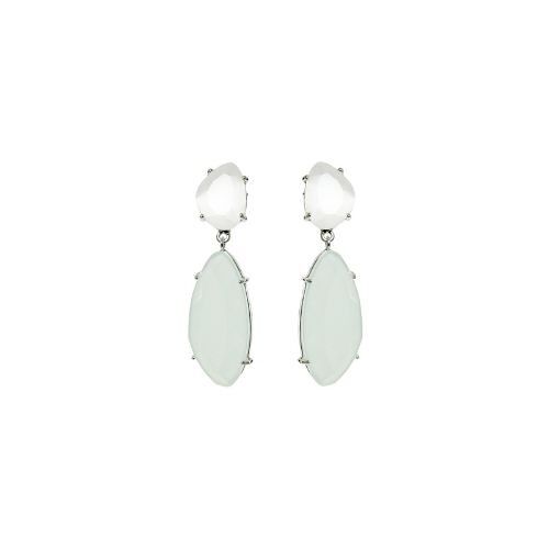 Starlight Droplets Earrings in silver with green stone