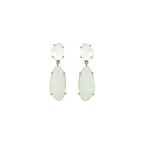 Starlight Droplets Earrings in gold with green stone