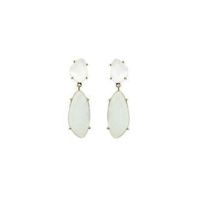 Starlight Droplets Earrings in gold with green stone