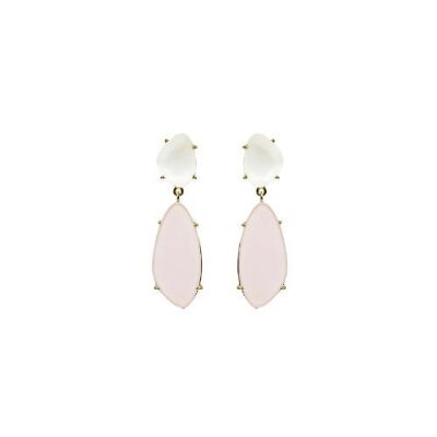 Starlight Droplets Earrings in gold with pink stone
