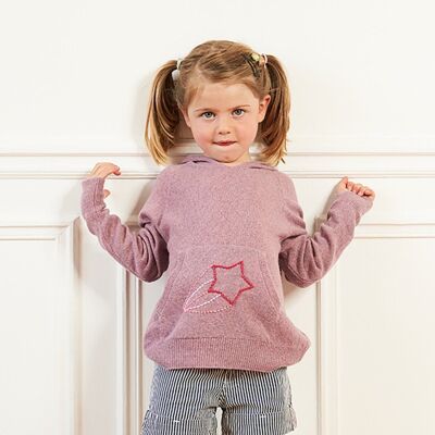 Kid hoodie heather pink 'shooting star 🌠'